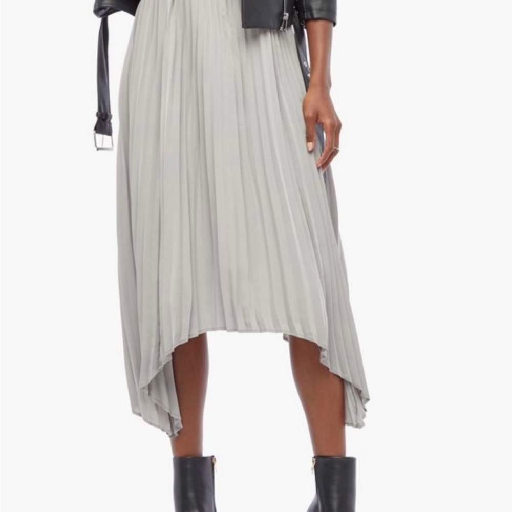 Grey asymmetric accordion skirt